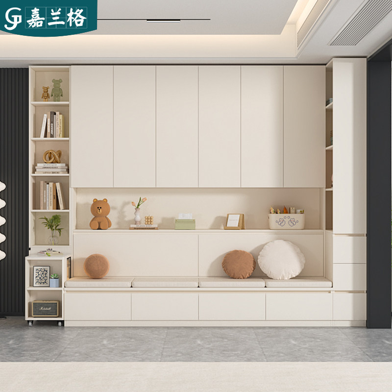 精选定制客厅卡座式书柜一体整墙到顶书柜带玻璃门落地书架展示收,住宅家具,组合书柜,淘宝优惠券,粉丝福利购,淘宝优惠卷