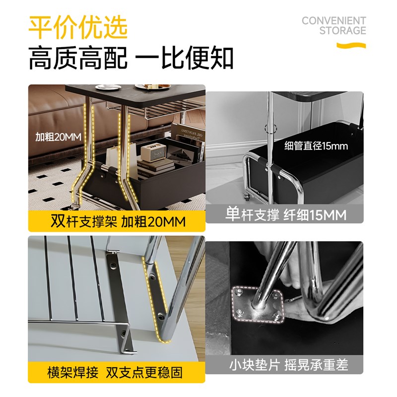 可移动沙发边几现代简约小推车客厅小桌子茶几轻奢高级床头置物架