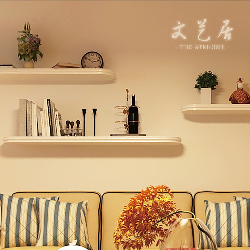 现代墙壁挂墙上一字隔板搁板置物架装饰欧式田园烤漆乡村美式创意