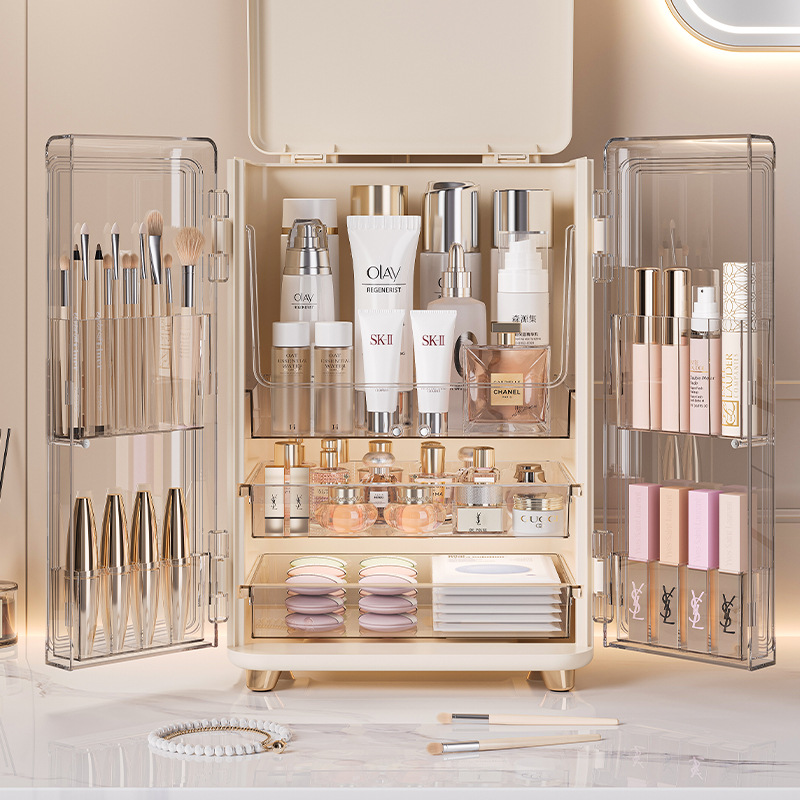 化妆品收纳盒桌面高级感大容量口红面膜置物架梳妆台护肤品化妆盒