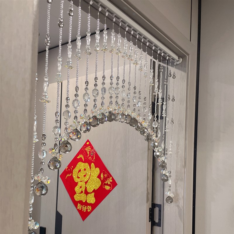 水晶珠帘A7新款拱形客厅网红隔断帘子免打孔门帘挂珠门帘手工