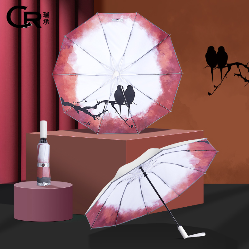 全自动防回弹折叠雨伞女晴雨两用钛银遮阳防晒防紫外线太阳伞