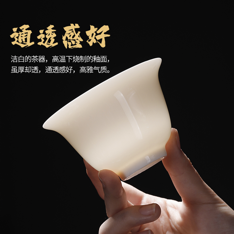凌胜德化白瓷套装羊脂玉家用功夫茶具茶杯泡茶器礼盒公司礼品盖碗