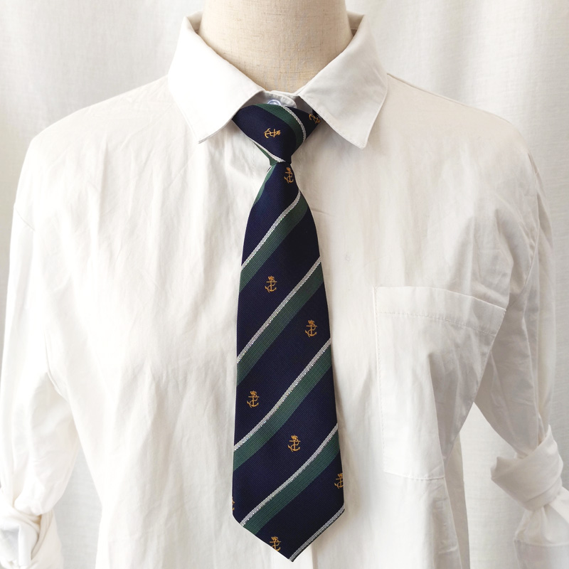 小学生领带男免打结短款小学院风园服校服领结女墨绿提花船锚刺绣