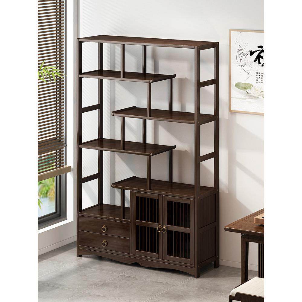 博古架实木中式茶柜置物架茶架子茶叶柜展示柜茶具架紫砂壶收纳架