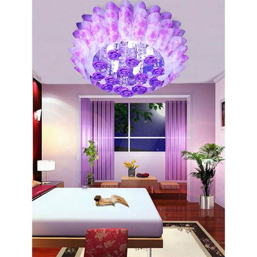休闲现代温馨浪漫粉红紫罗兰卧室客厅餐厅Led田园水晶吸顶灯