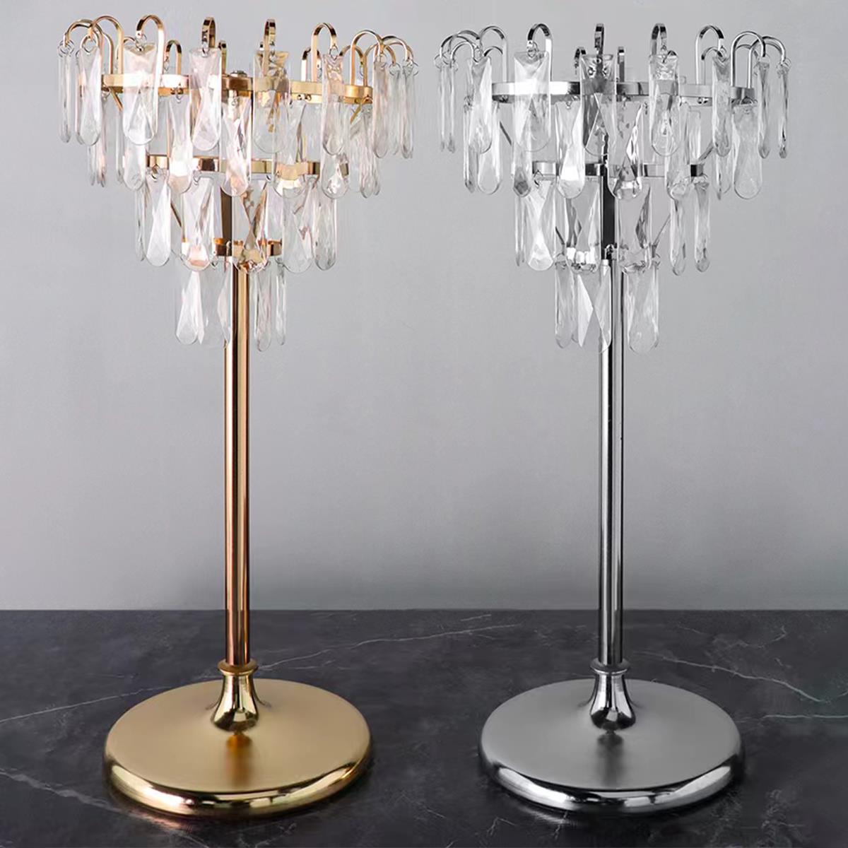 新款婚礼堂桌花器皿水晶桌花架子婚庆摆台酒店桌子摆件装饰道具