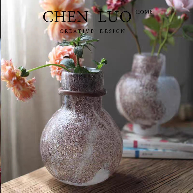 复古渐变气泡花瓶磨砂质感小口玻璃花器手工吹制装饰鲜花器,模玩/动漫/周边/娃圈三坑/桌游,文化/体育周边,淘宝优惠券,粉丝福利购,淘宝优惠卷