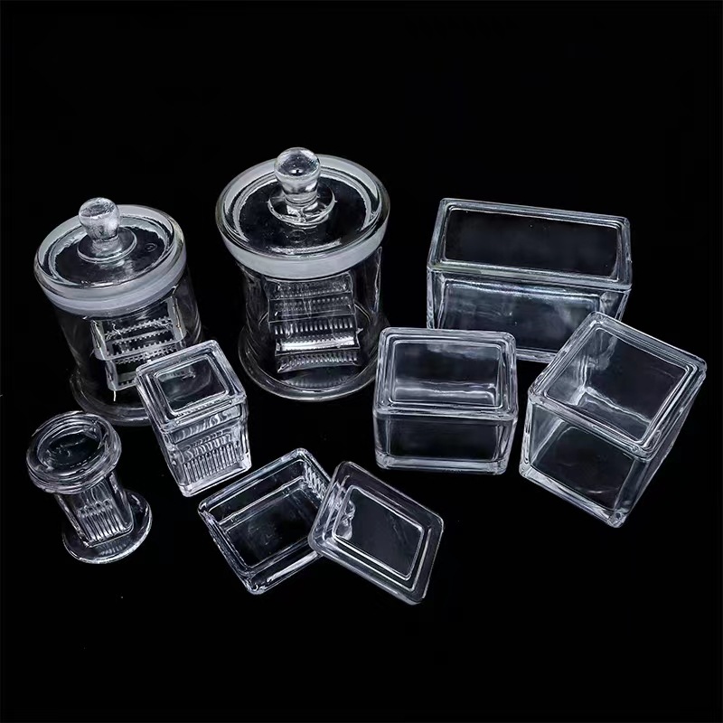 染色载玻片玻璃缸立式卧式染色缸方缸塑料染色缸实验室玻璃染色缸