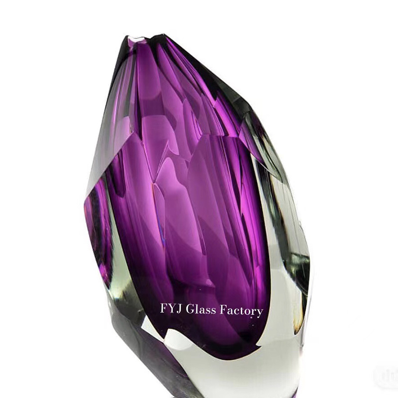 现代创意水晶装饰琉璃花瓶 工艺品软装饰花瓶 轻奢彩绘琉璃花瓶