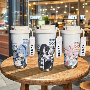 蔚蓝档案周边保温杯天雨亚子爱丽丝星野大容量儿童学生吸管水杯子