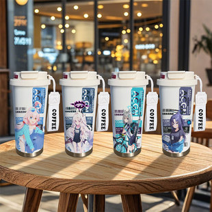 蔚蓝档案周边保温杯星野日奈白子优香大容量儿童不锈钢吸管水杯子