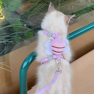 猫咪蜜蜂牵引绳防挣脱外出工字绳溜猫防走丢胸背网Z红宠物绳子