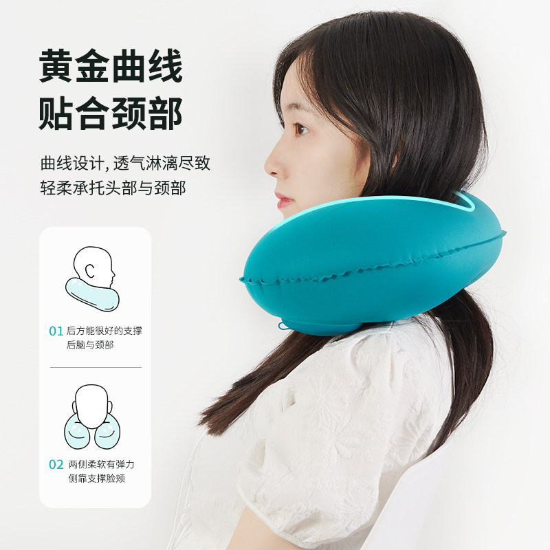 充气u型枕旅行用品可携式神器火车飞机H睡觉护颈枕头按压式u形枕
