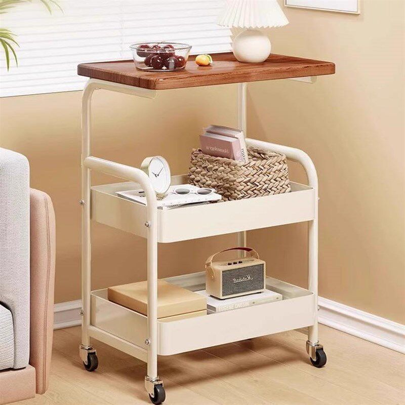 沙发边几复古置物架茶几桌子客厅零食床头边柜可移动奶Z油风小推