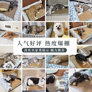 可拆洗四季 狗垫凉席夏季 通v用中小型犬柯基泰迪地垫睡觉用猫窝夏