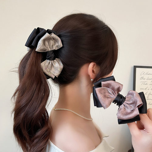 精致网红新款蝴蝶结香蕉夹半扎发时尚百搭马尾竖夹扭夹发卡头饰女