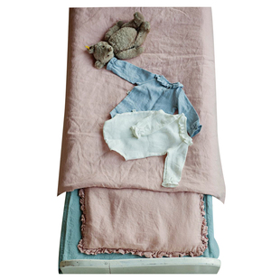 精选100%亚麻面料纯色儿童枕套30x50cm宝宝花边枕头套单个40x60cm