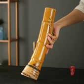 精选天然竹子水烟筒金竹过滤烟斗大碌竹长短款 竹筒老式 竹根烟袋烟