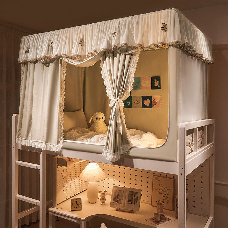 精选90x190大学生宿舍强遮光床帘蚊帐一体式上下铺通用上铺窗帘可