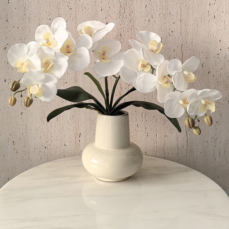 态生活 ins风高级感餐桌花艺客厅餐厅仿真保湿蝴蝶兰陶瓷花瓶摆设