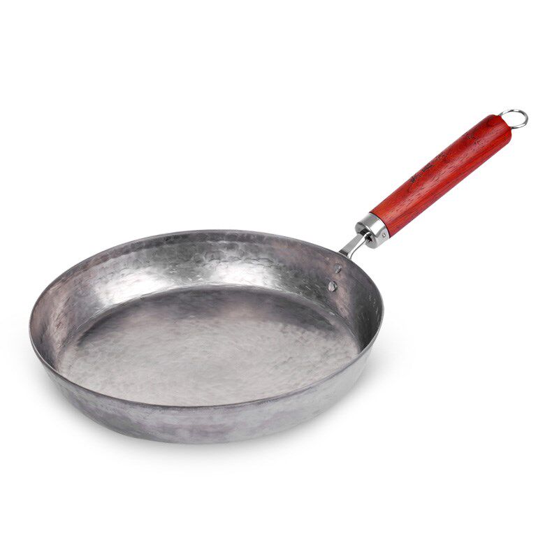 钛锅纯钛煎锅章丘纯手工锻打钛锅木把无涂层平底烙饼不粘锅家用