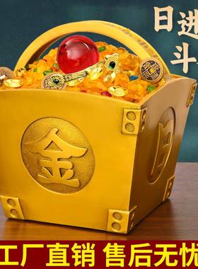 黄铜斗摆件日进斗金 米斗 铜升客厅办公室礼品聚宝盆四方纳财铜升