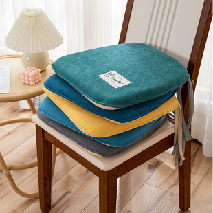 精选记忆棉马蹄形餐椅坐垫雪尼尔简约四季通用纯色餐桌椅子垫防滑