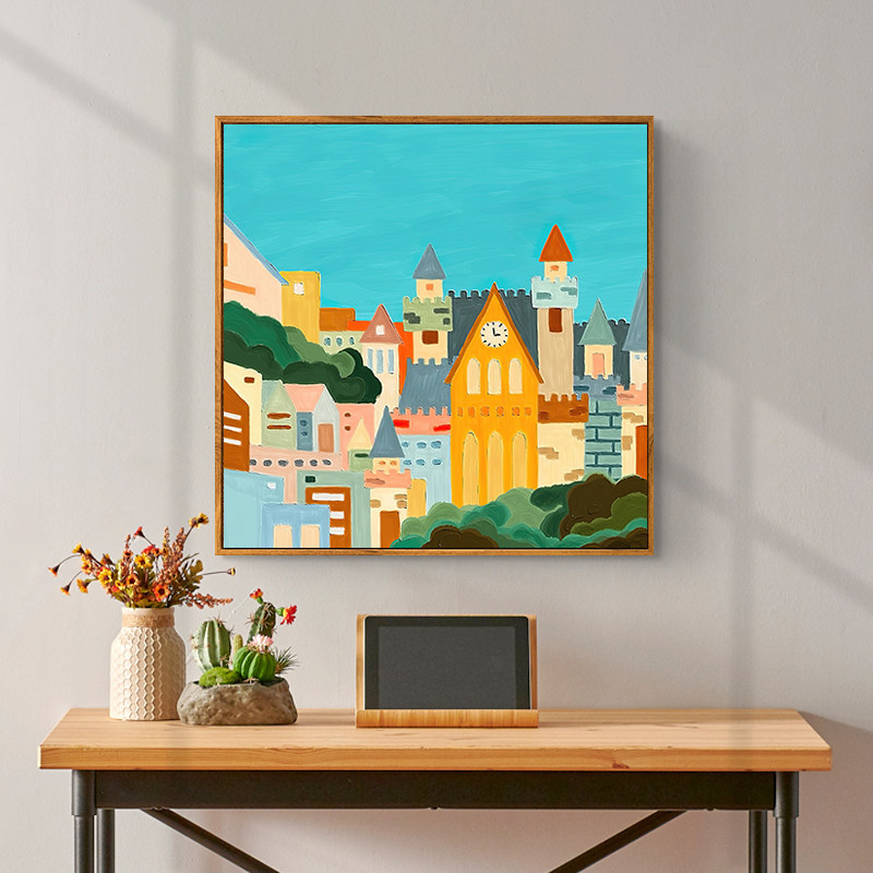 现代简约风景单幅儿童房装饰壁画客厅卧室房间饭厅玄关背景墙挂画