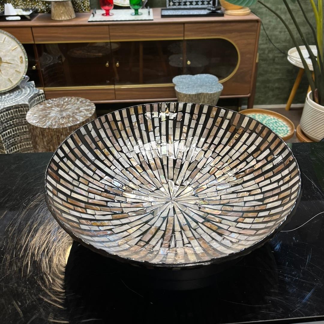 全紫金鲍大碗水果托盘糖果零食收纳托盘年货收纳盘果盘精致灰色