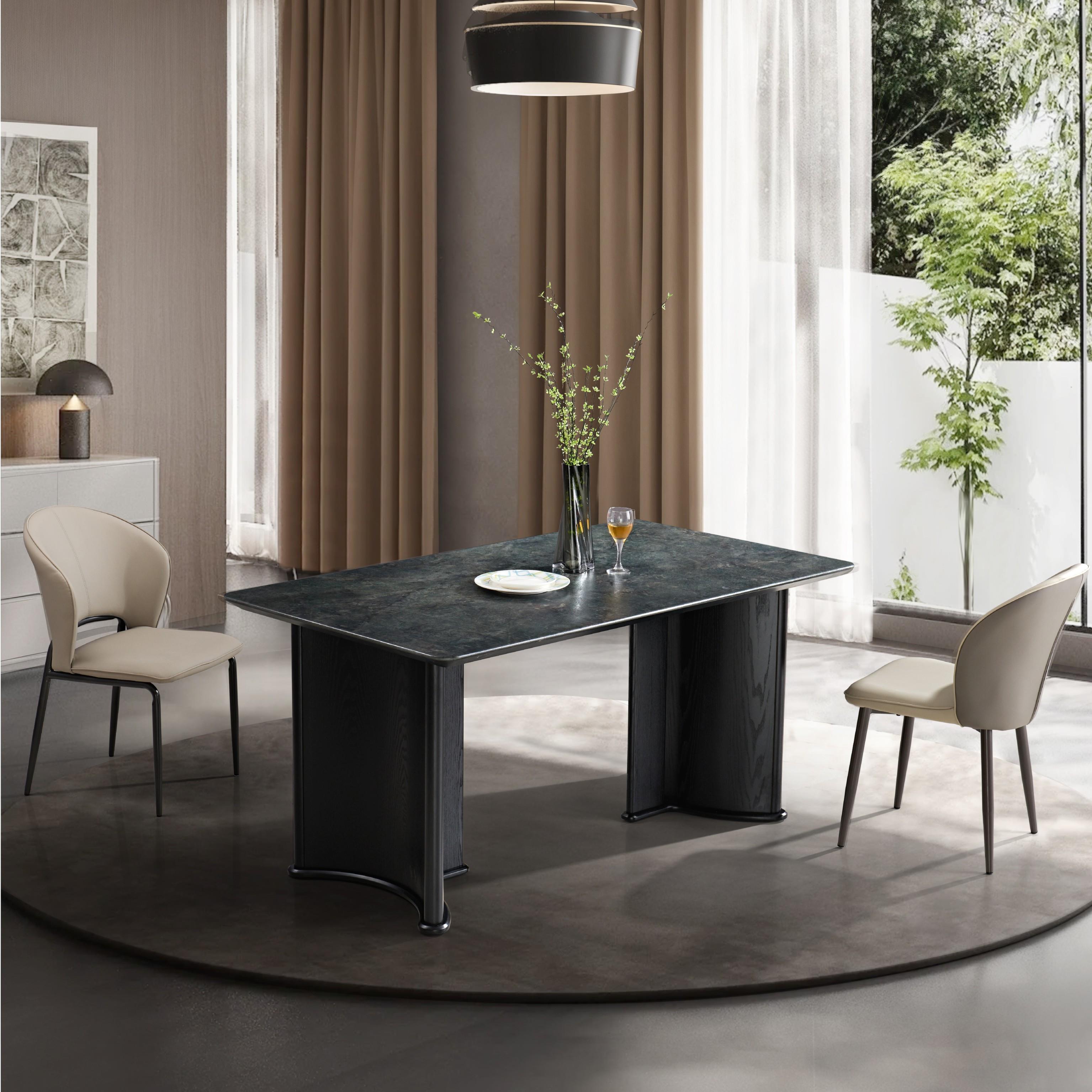 意式极简天然石材绿松石餐桌现代简约轻奢高级感家用中古风方形桌