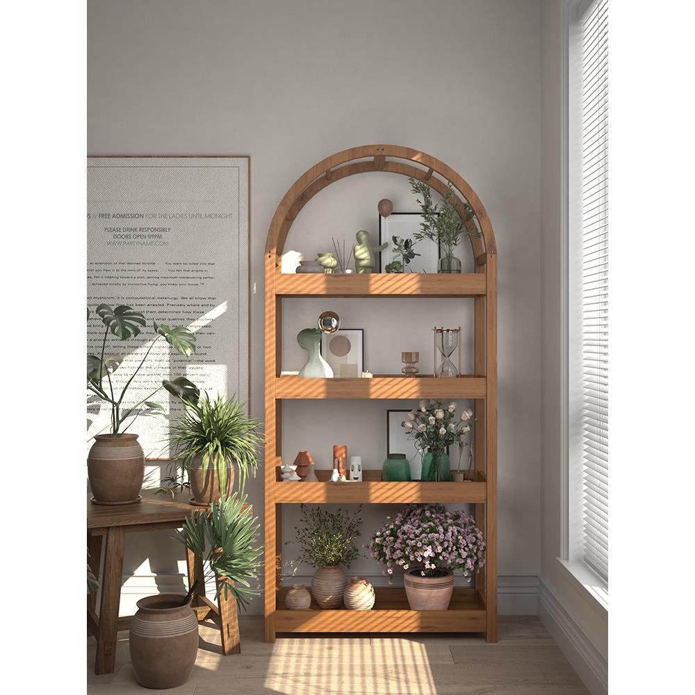 阳台花架实木置物架客厅落地式花架子多层室内移动带轮多肉植物架