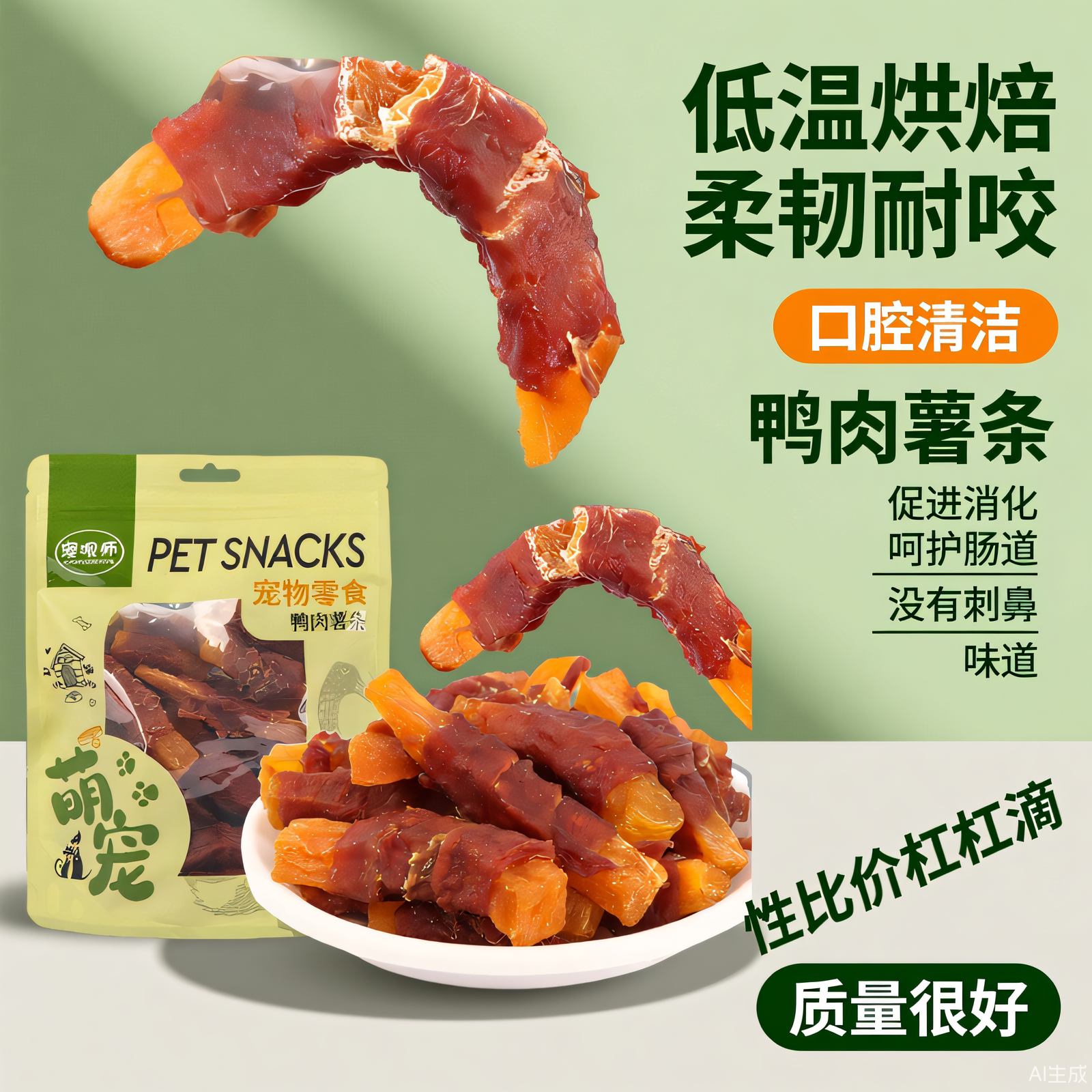 宠呗师狗零食鸡鸭肉薯条缠红薯宠物零食鸡肉干鸭肉干磨牙奖励训练