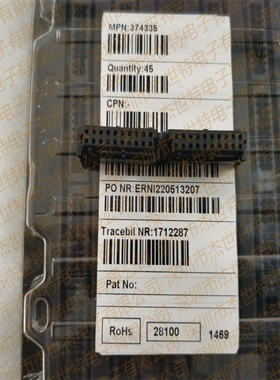 德国ERNI连接器374335现货 2.54mm 20pin母端汽车连接器高载流12A