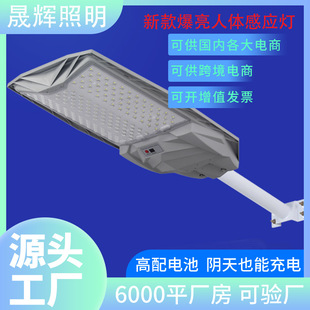 新款 太阳能一体路灯人体感应阴雨天不断电5054超大透镜灯珠庭院灯