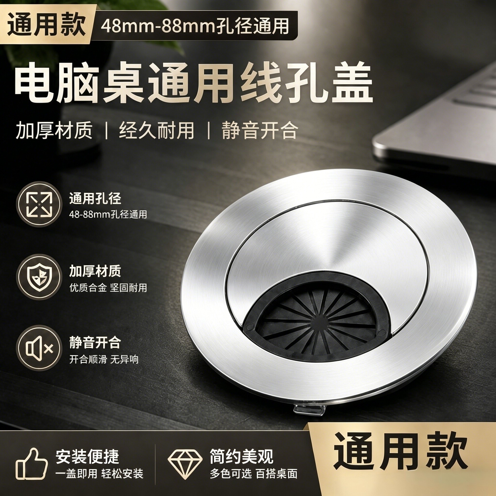 电脑桌线孔盖书桌孔洞装饰盖办公桌书桌开口通用穿线圆孔封口盖盒
