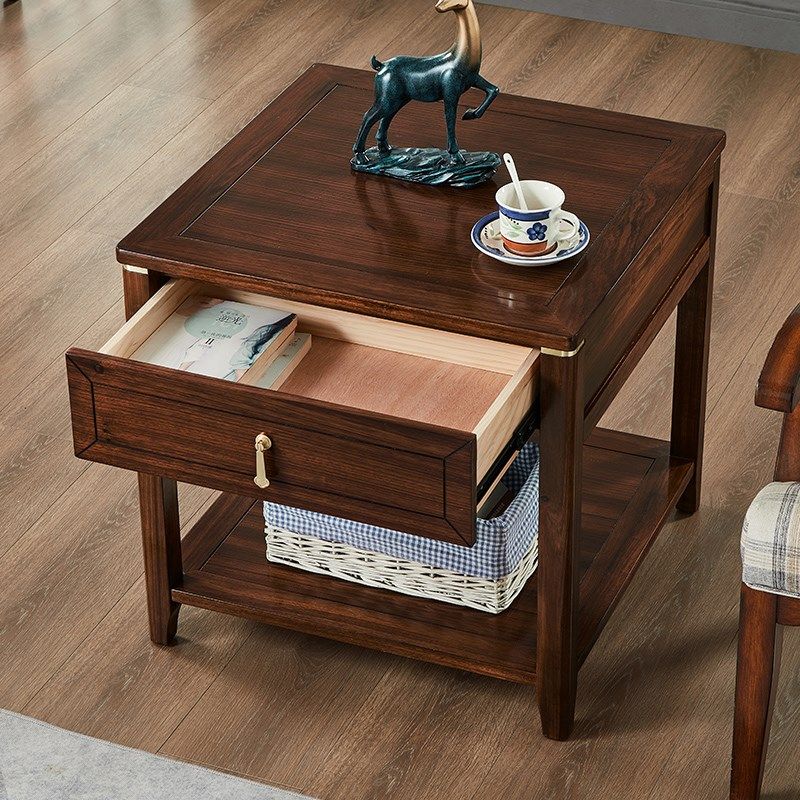精选新中式乌金木沙发边几侧边桌客厅角几小户型茶几双层茶桌抽屉,住宅家具,角几/边几,淘宝优惠券,粉丝福利购,淘宝优惠卷