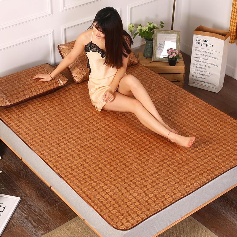 夏天凉席1.8m床单人学生宿舍草席1.5米1.2席子夏季冰丝藤席三件套