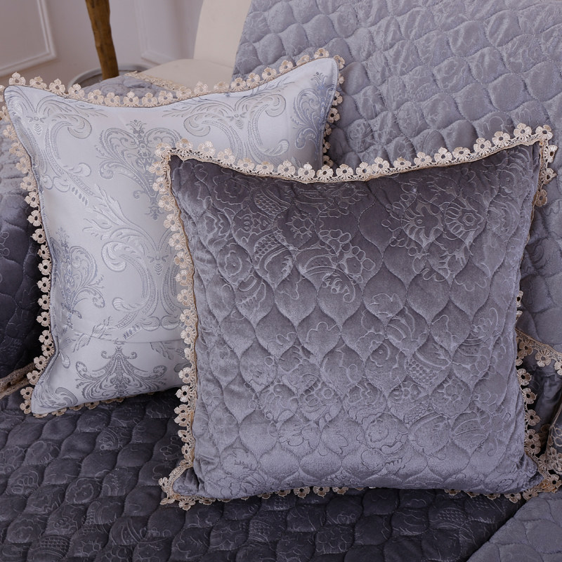 精选欧式加厚毛绒沙发抱枕套欧式沙发靠枕套抱枕套巾蕾丝花边枕头