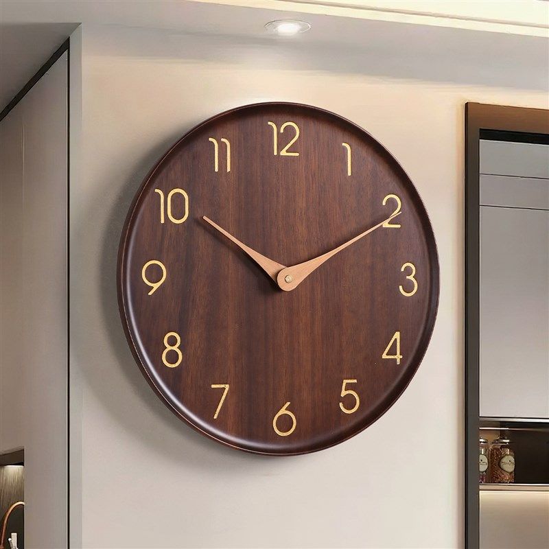 精选中古风实木挂钟客厅家用2025新款复古简约创意静音时钟表挂墙,家居饰品,挂钟,淘宝优惠券,粉丝福利购,淘宝优惠卷