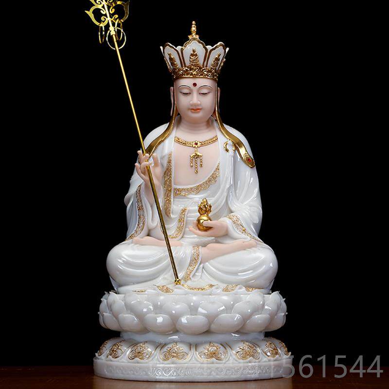 正品圆通佛具地藏藏王萨佛 汉白玉地王像 供奉家用菩佛堂娑婆三圣