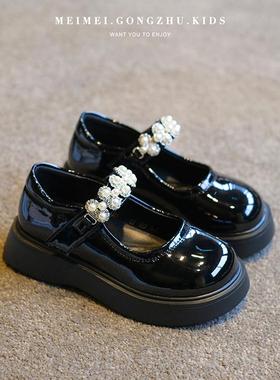 正品黑色女童皮鞋20K24春秋季儿新款小女孩公J主单鞋玛丽珍童演出
