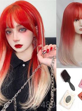 正品金渐变粉红色波假发团长卷发大浪水纹女全头套白网红主播个性