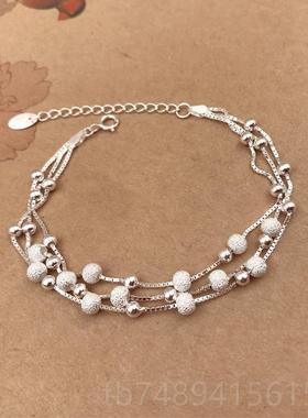 正品99银纯手链女ins小众设计2022新款手9镯女年生生日礼物冷淡风