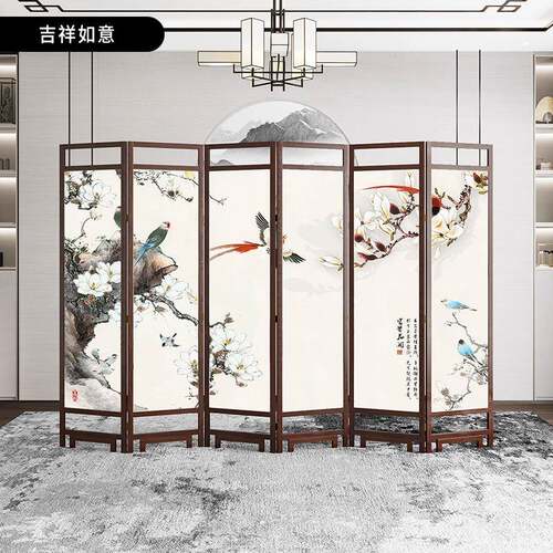 正品中式 实屏风隔断木墙办公室折叠移动酒家 用客厅遮店挡玄关