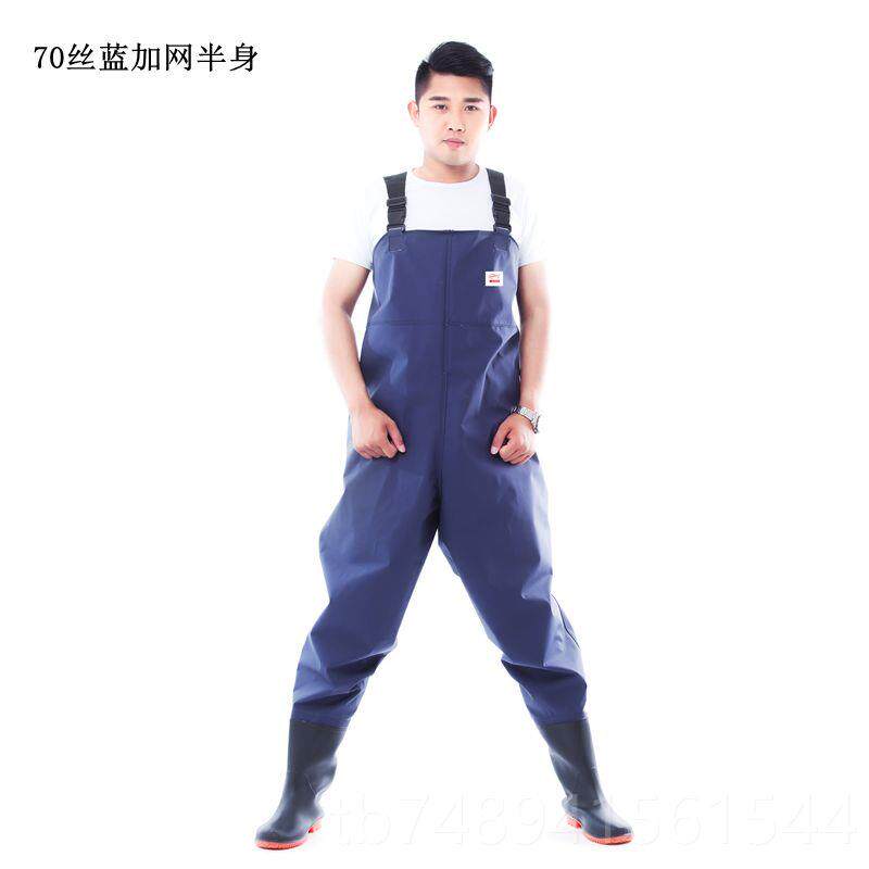 正品下水衣裤半身防水鱼裤连体裤皮护叉防雨钓鱼服加厚耐磨雨鞋雨