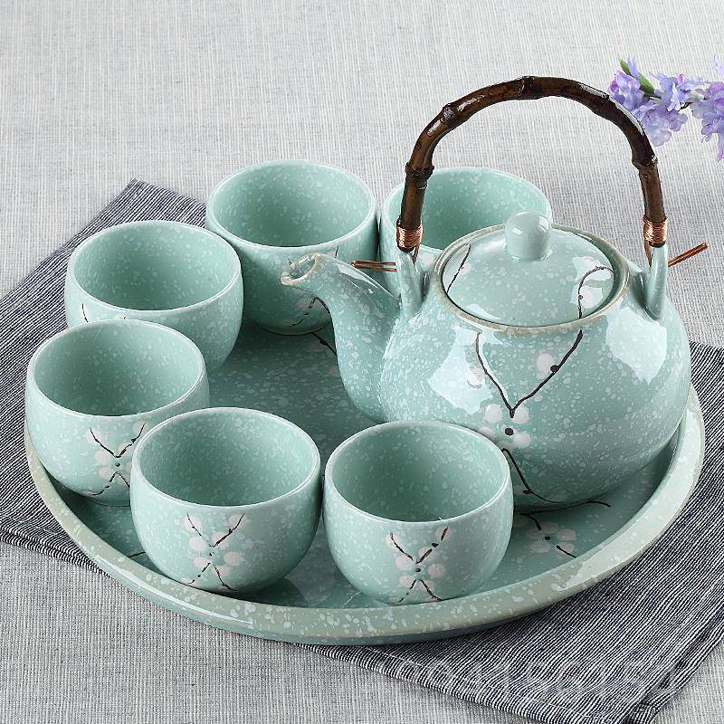 正品茶具套装陶瓷日家用约简茶碗雪釉整套汝窑式功夫茶花杯泡茶壶图片