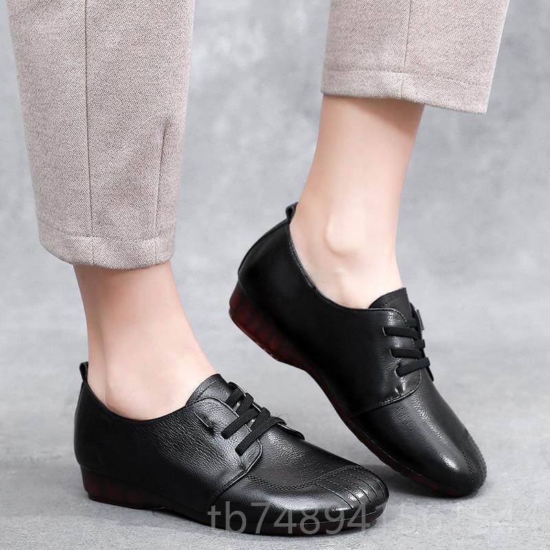 正品牛秋筋底真皮妈妈鞋软底复古深口中老年鞋春单款平底舒适女大,女鞋,深口单鞋,淘宝优惠券,粉丝福利购,淘宝优惠卷