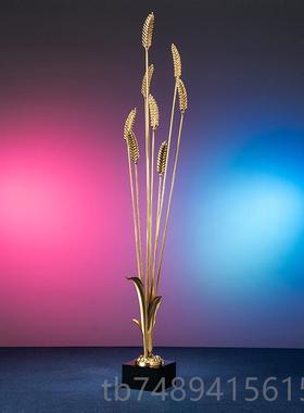 正品箐平铜记《岁岁安》麦穗铜摆件家居饰客厅玄关办公装室乔品迁