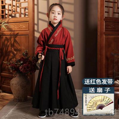 正品旦花木兰汉服女童男服童霸气演出中国风侠儿童古女装元女孩国